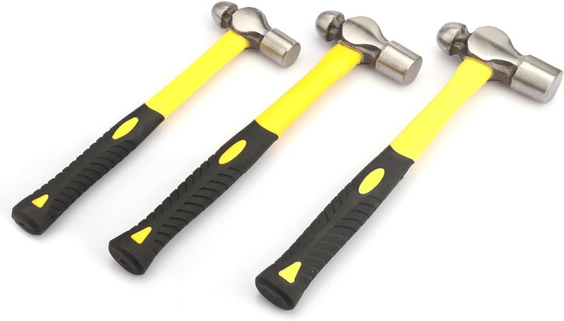 GENHAKON 3 PCS Ball Pain Hammer Set, 16oz+24oz+32oz, Sheet Metal Hammer, Ball-Peen Hammer with Forged Steel Head and Rubber Handle, by . - Image 4